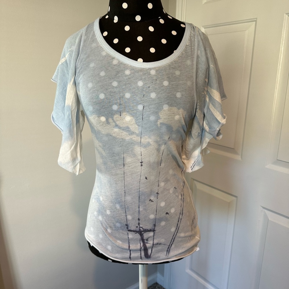 Free People Blue & White Top